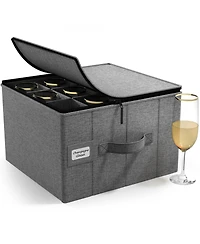 Sorbus Champagne Flute Glasses Organizer Case with Lid (Holds Service for 12) with Felt Protectors