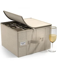 Sorbus Champagne Flute Glasses Organizer Case with Lid (Holds Service for 12) Felt Protectors