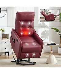 Boyel Living Faux Leather Power Lift Recliner Chair 155° Recliner with Massage Heat Usb for Indoor Elderly