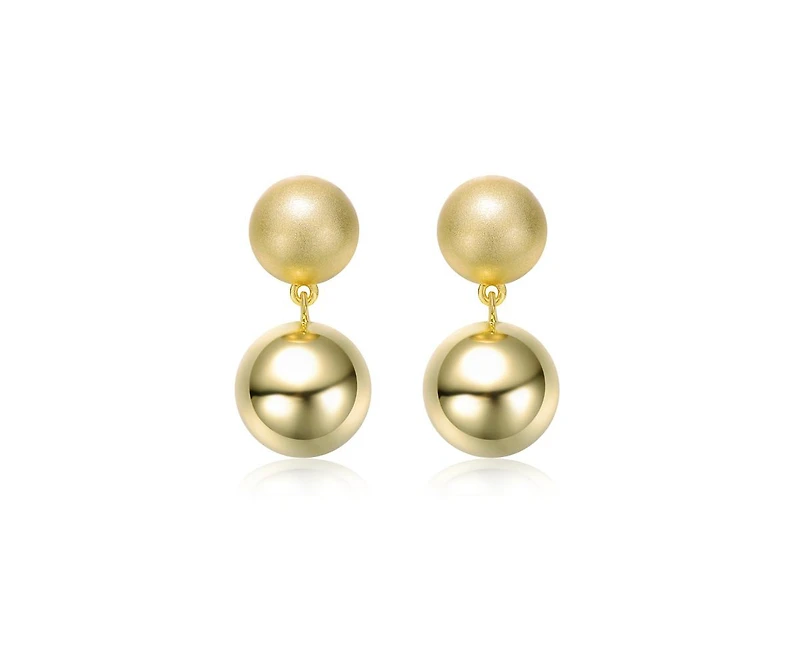 Rachel Glauber Elegant 14K Gold Plated Ball Drop Stud Earrings