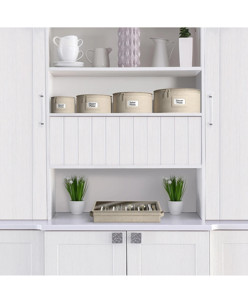 Sorbus China Storage Containers – Dinnerware Organizer for Dinner Plates with Lid (Holds Service 12) Felt Protectors 12 x 6.2