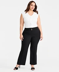 Kasper Plus Double-Button Bootcut Pants