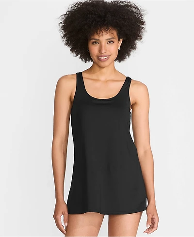 Lands' End Women's Long Torso Scoop Neck Mini Swim Dress Swimsuit