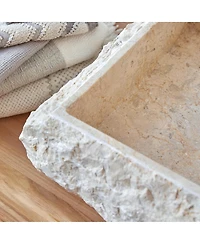 Tikamoon Genuine Marble Washbasin Sin hand-carved Rustic Design Bathroom