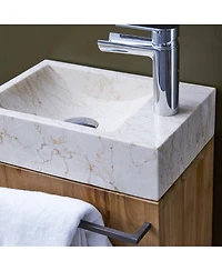 Tikamoon Stelle Teak and Marble Wall-Mounted Vanity Cabinet