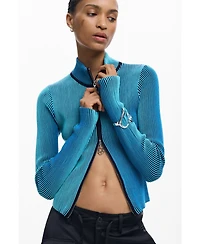 Desigual Women's High Neck Zipper Sweater