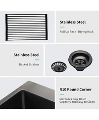 flynama huluwat 33x22x10inch Gunmetal Black Kitchen Sink Drop In Topmount Stainless Steel 16 Gauge