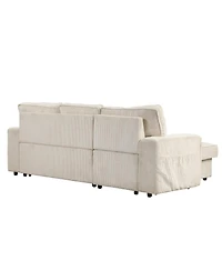 Simplie Fun Upholstery Sleeper Sectional Sofa With Storage Bags And 2 Cup Holders On Arms