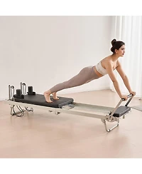 Mecale Foldable Pilates Reformer, Dual-Resistance Spring and Cord Reformer for Home Pilates Training