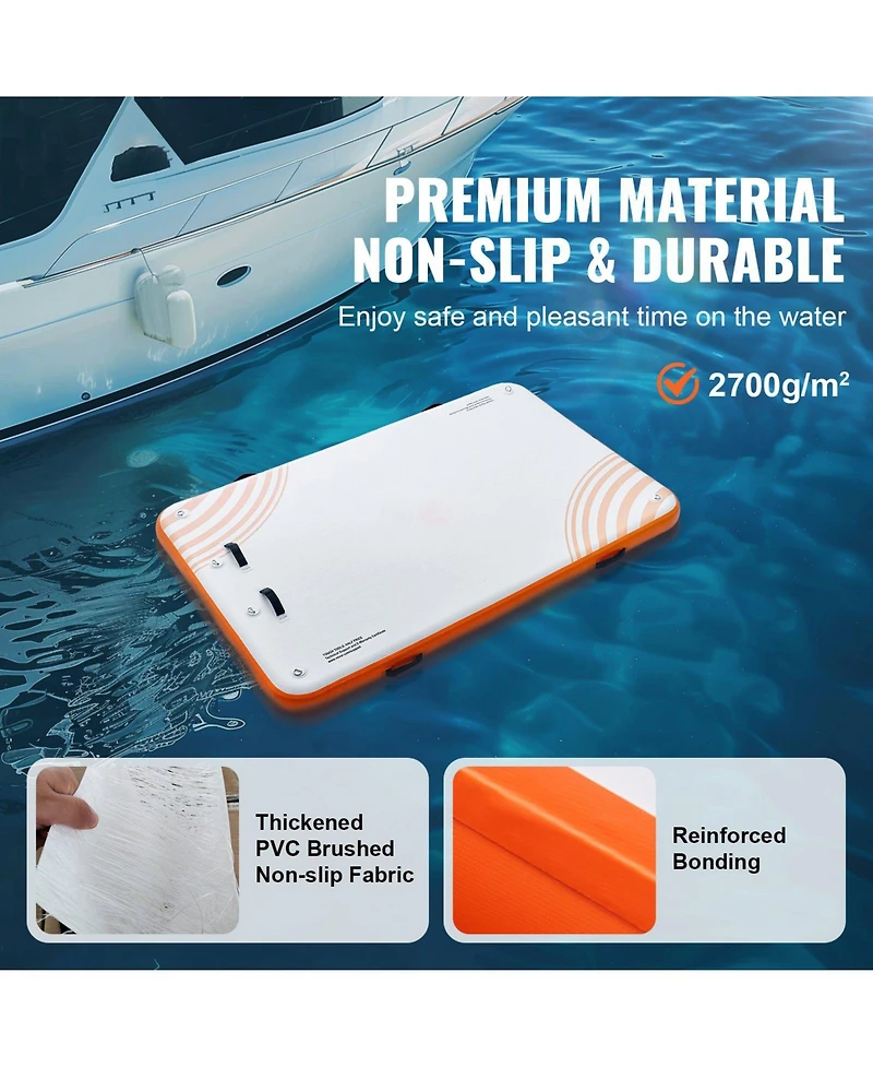 Mecale 8' x 5' Inflatable Floating Dock Platform with Non-Slip Surface and Detachable Ladder