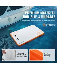 Mecale 8' x 5' Inflatable Floating Dock Platform with Non-Slip Surface and Detachable Ladder