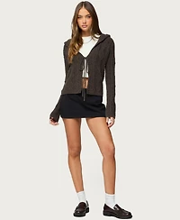 Edikted Women's Jayla Hooded Cable Knit Cardigan