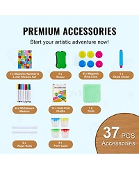 Slickblue 3-in-1 Art Easel for Kids Wooden Double-Sided Kid's Art Easel with Magnetic Whiteboard, Chalkboard, Paper Roll