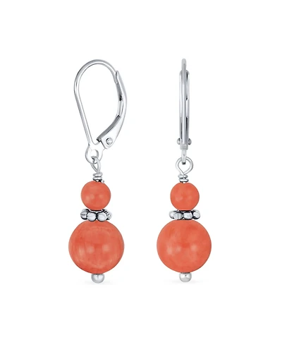 Bling Jewelry Orange Ball Drop Dangle Earrings Milgrain Separator Sterling Silver Leverback