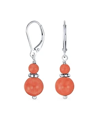 Bling Jewelry Orange Ball Drop Dangle Earrings Milgrain Separator Sterling Silver Leverback