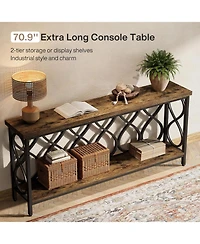 Tribesigns 70.9" Long Console Table, 2-Tier Industrial Sofa Table Behind Couch, Narrow Entryway Accent Tables for Hallway, Foyer