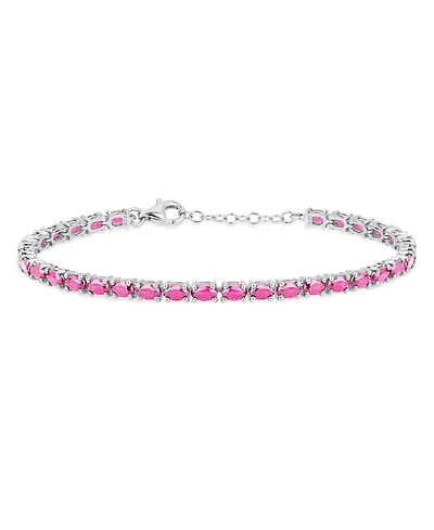 Bling Jewelry Traditional Natural Oval Topaz Garnet Strand Tennis Bracelet .925 Sterling Silver-7.5 Inch