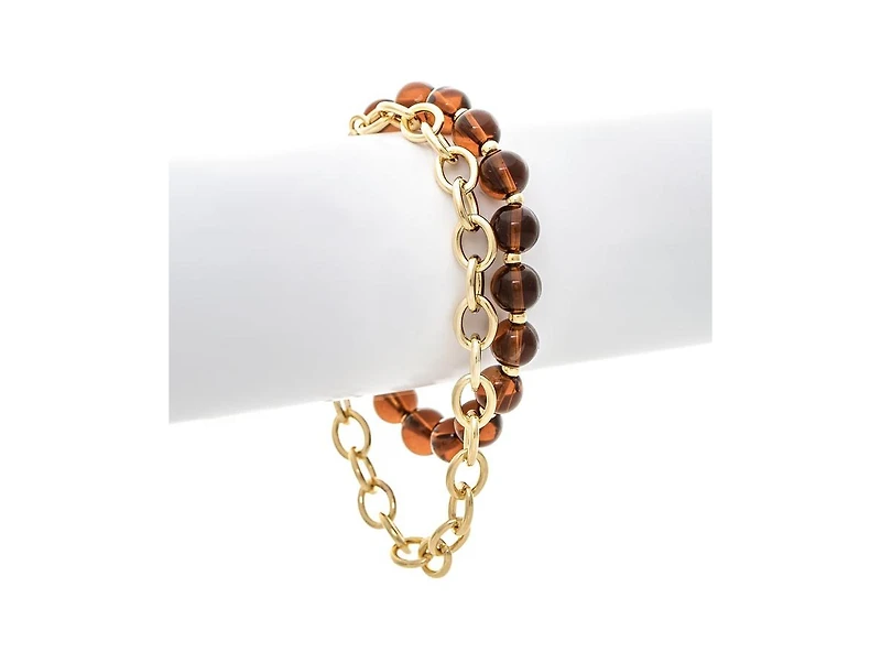 Rivka Friedman Brown Bead Stretch and Chain Bracelet Set