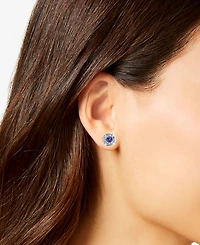 Macy's Sapphire (3/8 ct. t.w.) & Diamond (1/3 ct. t.w.) Stud Earrings in 14k White Gold
