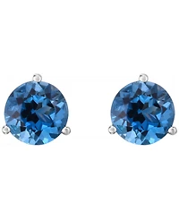 Macy's London Blue Topaz (3 ct. t.w.) Stud Earrings in 14k White Gold
