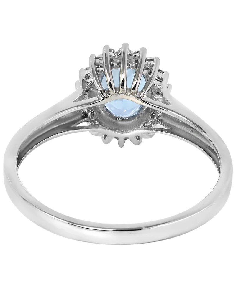 Macy's Aquamarine (5/8 ct. t.w.) & Diamond (1/8 ct. t.w.) Ring in 14k White Gold