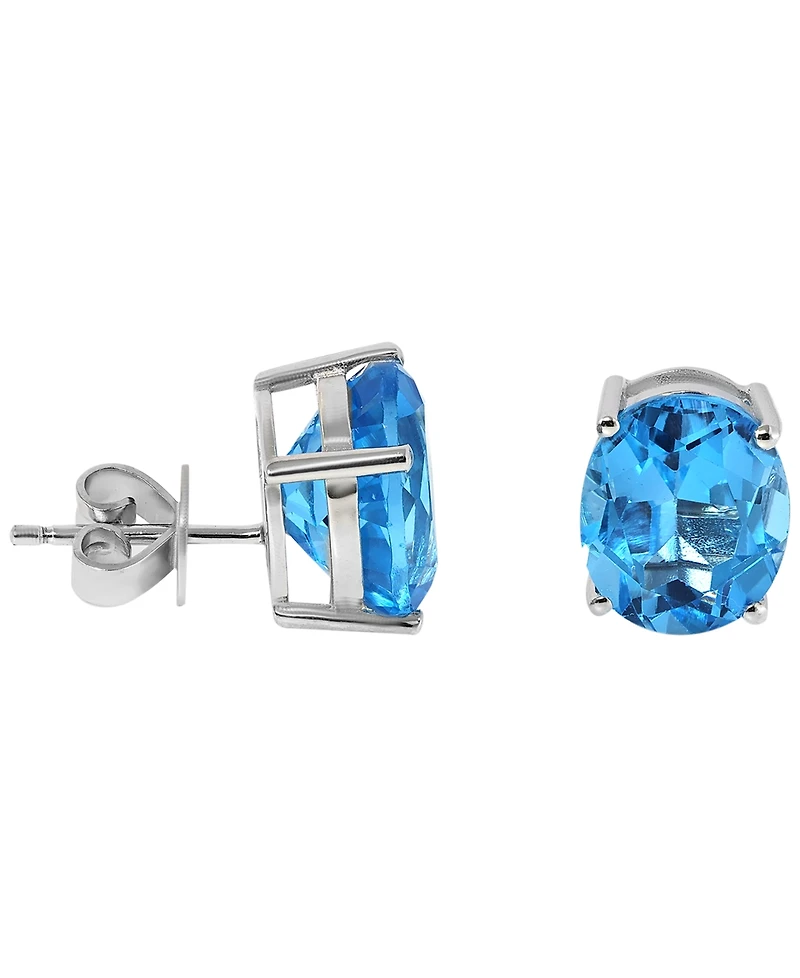 Macy's Blue Topaz (8 ct. t.w.) Stud Earrings in Sterling Silver