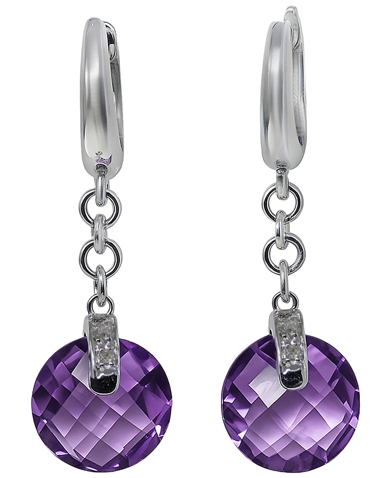 Macy's Green Amethyst (8 ct. t.w.) & Diamond Accent Earrings Sterling Silver