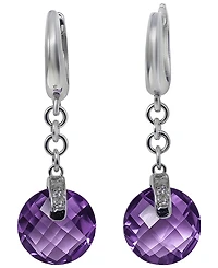 Macy's Green Amethyst (8 ct. t.w.) & Diamond Accent Earrings Sterling Silver