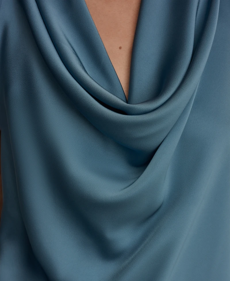 Donna Karan New York Women's Mixed Media Cowl Neck Top