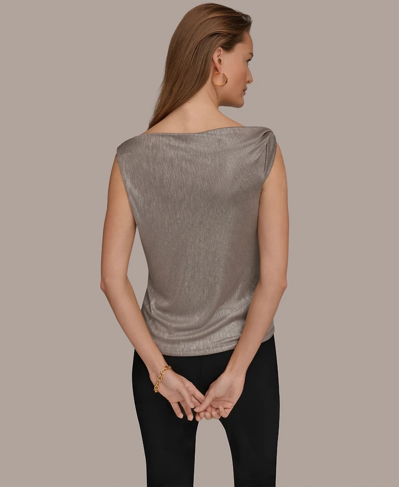 Donna Karan New York Women's Foil Asymmetric Neck Top