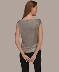Donna Karan New York Women's Foil Asymmetric Neck Top