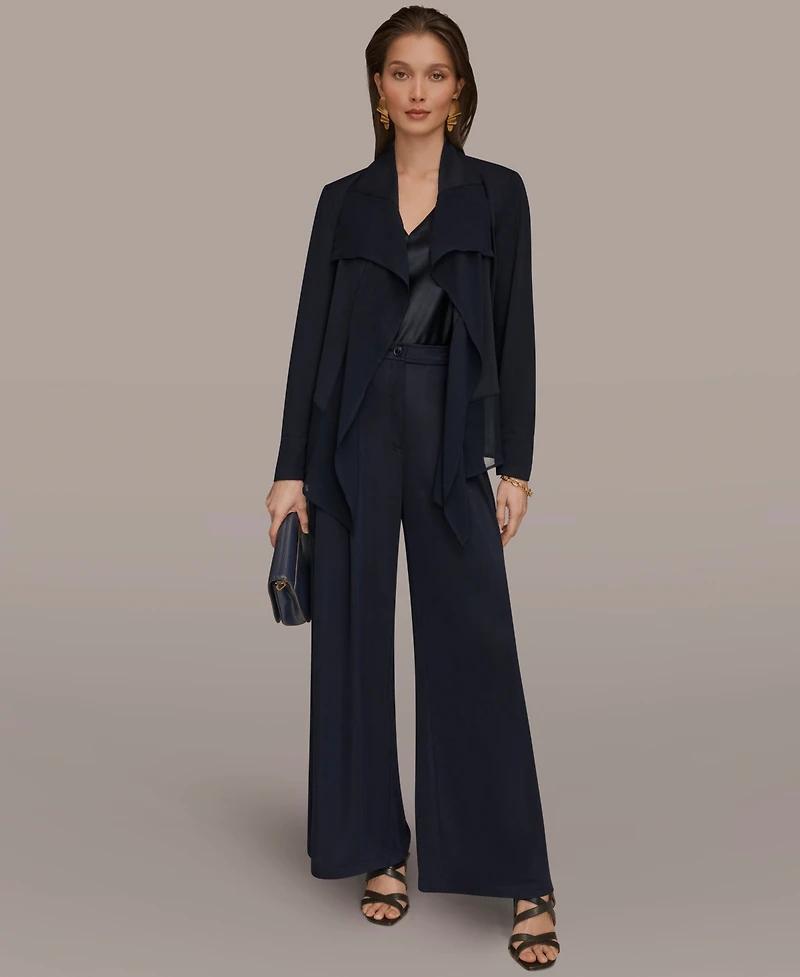 Donna Karan New York Women's Mixed Media Collared Neck Jacket