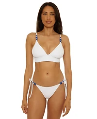 Becca Women's Modern Edge Rib Banded Bikini Top