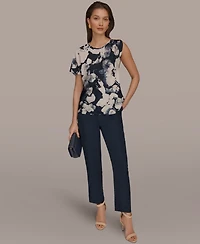 Donna Karan New York Women's Printed Scoop Neck Top