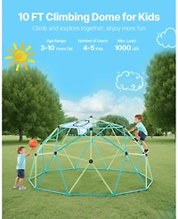Sugift 10FT Kids Climbing Dome 1000 Lb Capacity with Octopus Net and Basketballs