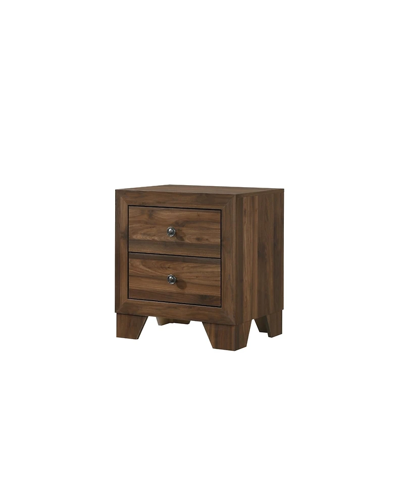 Rainsken Modern Storage Nightstands for Bedroom, Wood Side Bed Table with 2 Drawers and Metal Handles for Apartment