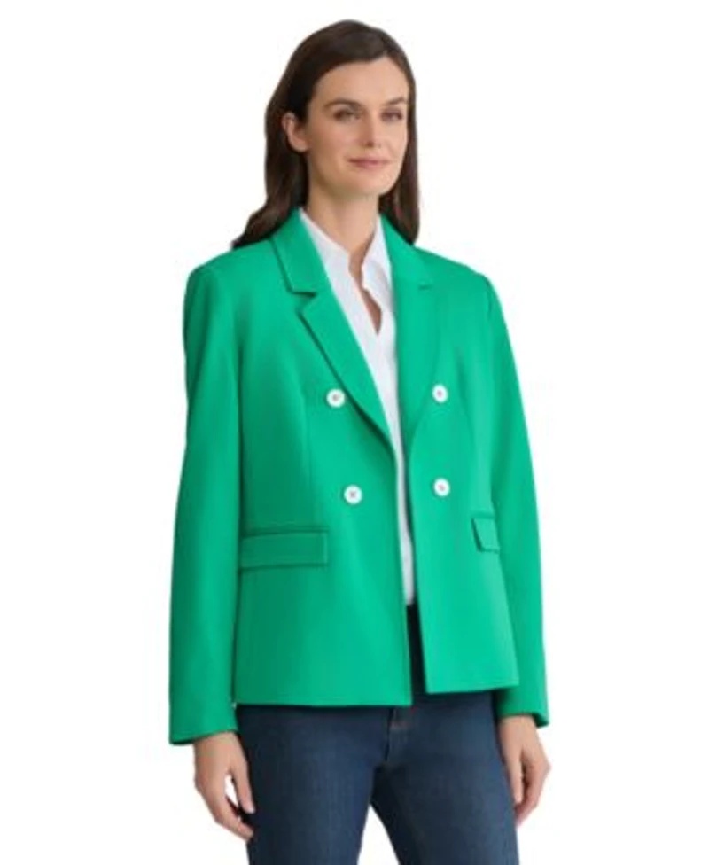 Jones New York Womens Open Front Faux Double Breasted Blazer