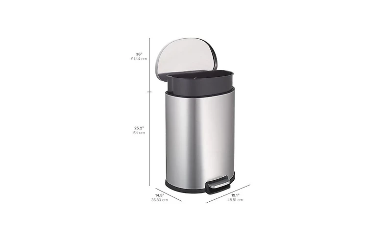 Ninestars Step-On Trash Can 13.2 Gallon, D Shaped Stainless Steel