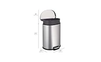 Ninestars Step-On Trash Can 13.2 Gallon, D Shaped Stainless Steel