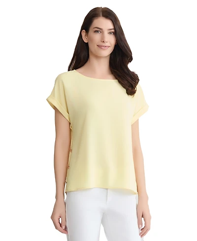 Jones New York Women's Short-Sleeve Button Detail Blouse