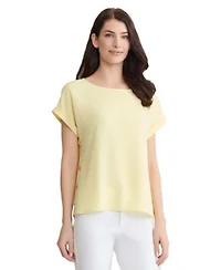 Jones New York Womens Short Sleeve Side Button Blouse