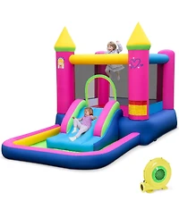 Hongge Inflatable Princess Castle Bounce House with Slide, Ball Pit & Hoop"