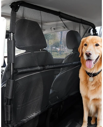 Cozito Wide Dog Car Barrier for Front Seats, See-Through Mesh Vehicle Divider, Universal Fit for Sedans, Trucks & SUVs