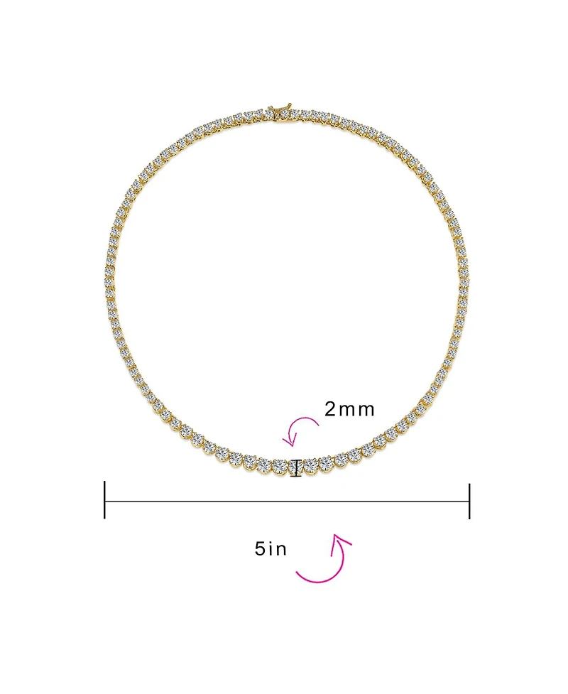 Bling Jewelry Graduated Cz Round Statement Tennis Necklace Collar Yellow Gold Plated