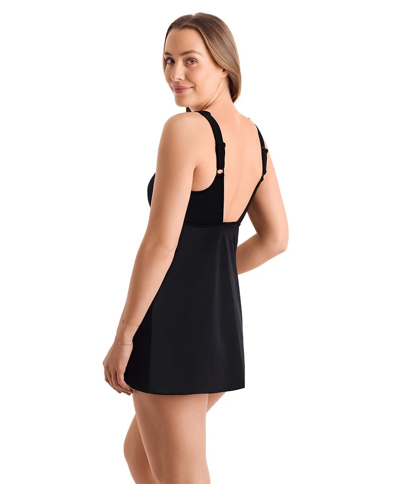 ShapeSolver Women's Scoop Neck One-Piece Swim Dress