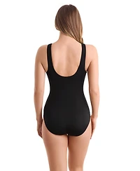 ShapeSolver Women's Binded Crewneck One-Piece Swimsuit