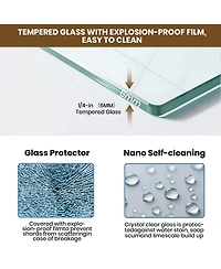 Lovmor 56 to 60in W x 76in H Frameless Shower Door Double Sliding Shower Door with Premium 6mm Thick Tempered Glass Stainless Steel Brushed Gold