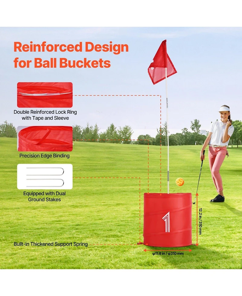 Outdoor Golf Yard Game Set with Buckets Balls Flags and Storage Bag