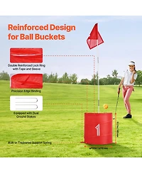 Outdoor Golf Yard Game Set with Buckets Balls Flags and Storage Bag