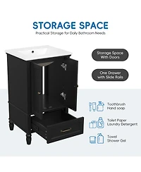 Cesicia 20 in. Bathroom Vanity Bathroom Cabinet with Sink, Two Doors, Magnetic Door Stopper and Adjustable Foot Pads